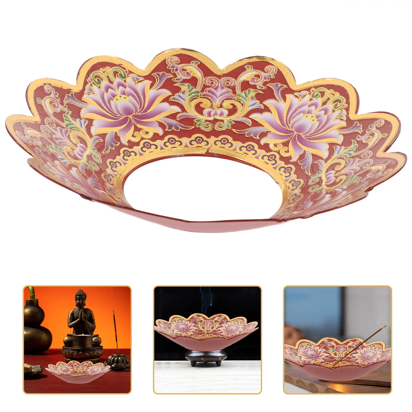 

Vintage Alloy Lotus Incense Ash Holder Decorative Buddha Incense Burner Cover Detachable Ash Tray Prevents Scattering for Home
