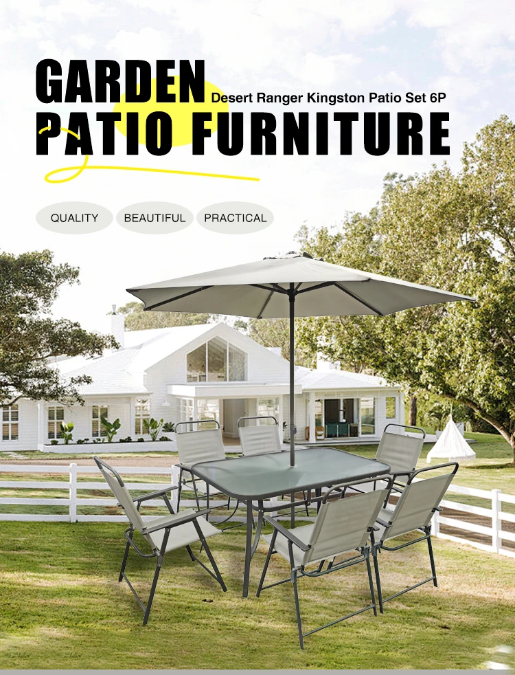 Wholesale Outdoor Metal Steel Patio Table Set Garden Furniture Set With Patio Umbrellapromote sales