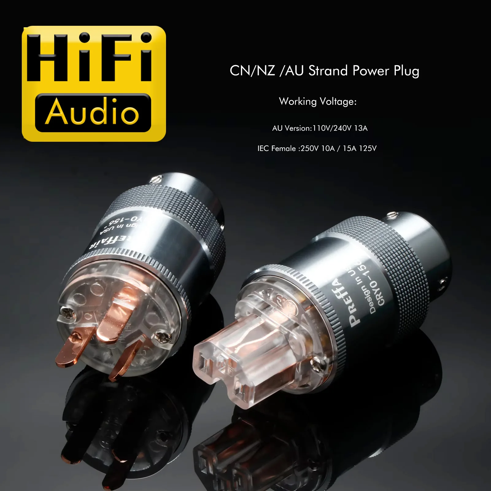 Preffair High Quality Hi-End pure copper AU Mains Power Plug  standard Power Connector for Amplifier CD DVD Player