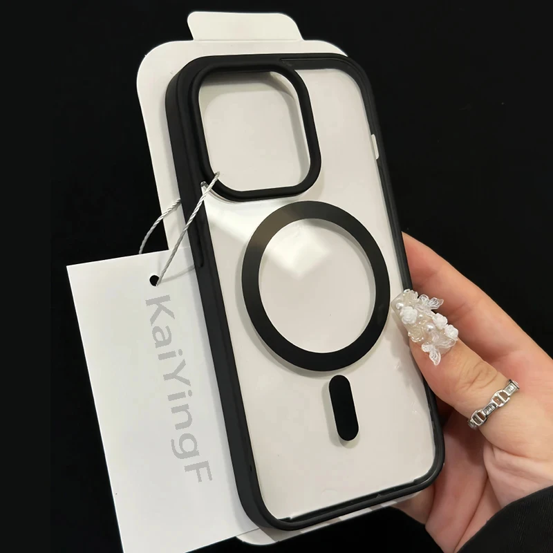 Luxury For Magsafe Transparent Phone Case For iPhone 17 Pro 11 15 13 14 12 16 Pro Max Magnetic Wireless Charge Clear Cover Cases