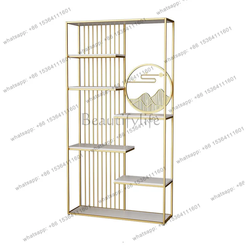 Modern simple living room storage rack, multi-layer entrance partition display rack landing
