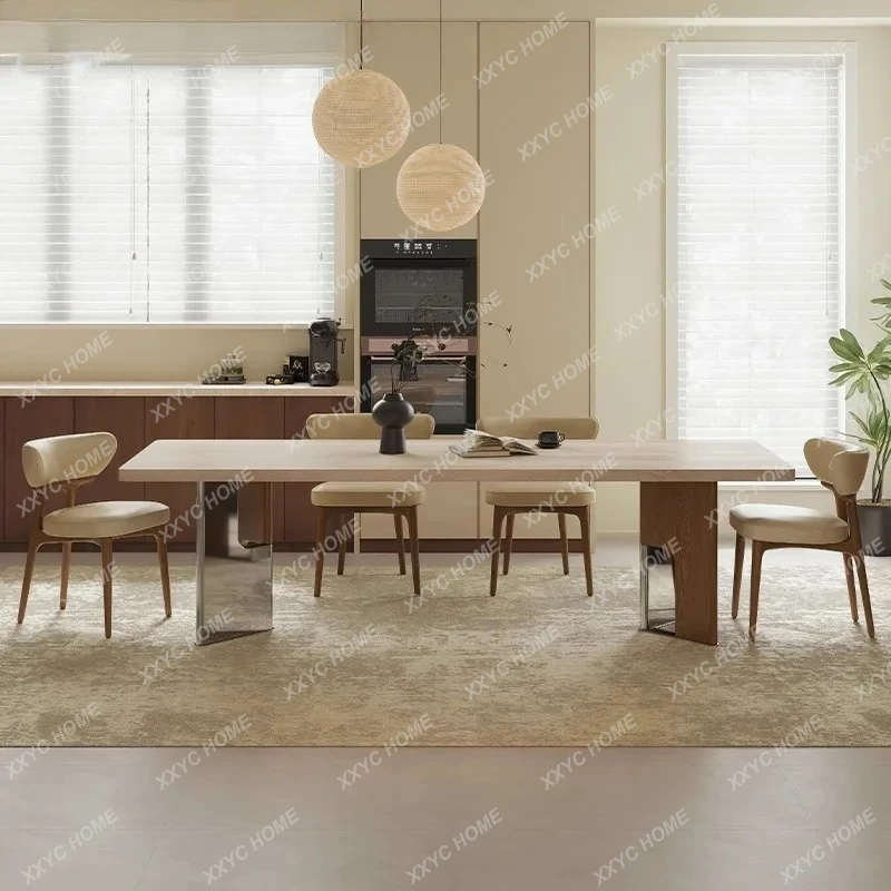 

Обеденный стол LX Bauhaus в стиле ретро из травертина, массив дерева, для дома или виллы, средний размер, винтажный стиль.