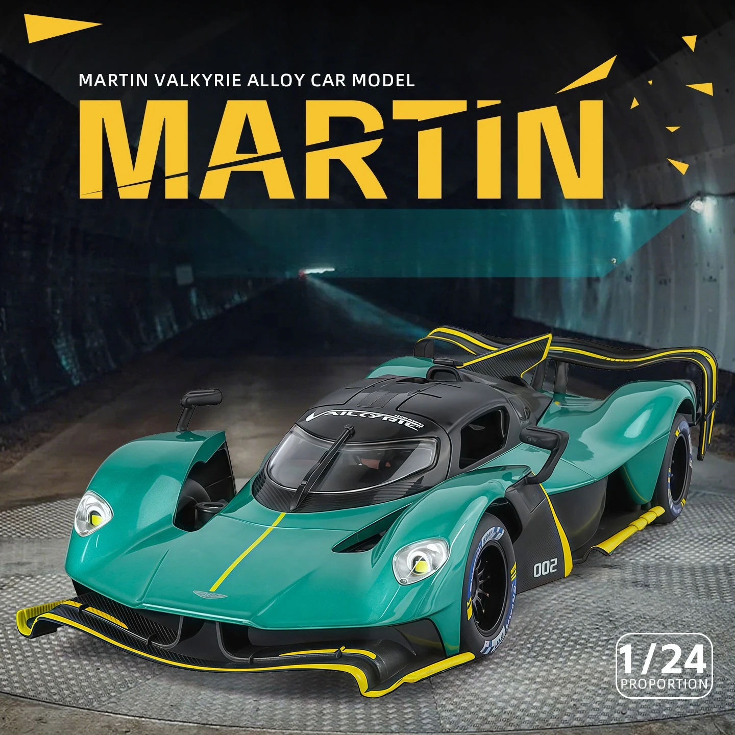 

1:24 Valkyrie Supercar, модель автомобиля из сплава, литая под давлением, металлическая модель гоночного автомобиля, имитация звука, свет, детские игрушки, подарок
