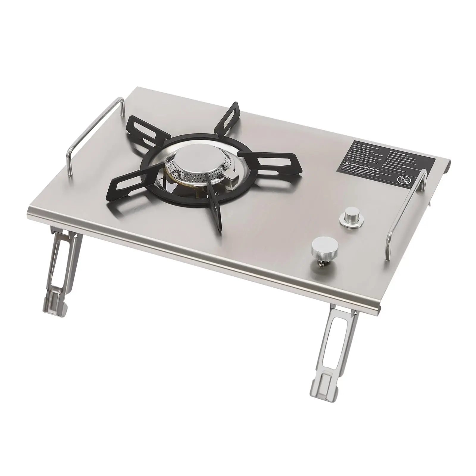 Outdoor Foldable Gas Stove Stainless Steel Color Portable Camping Cooking Stove for Picnic Hiking BBQ