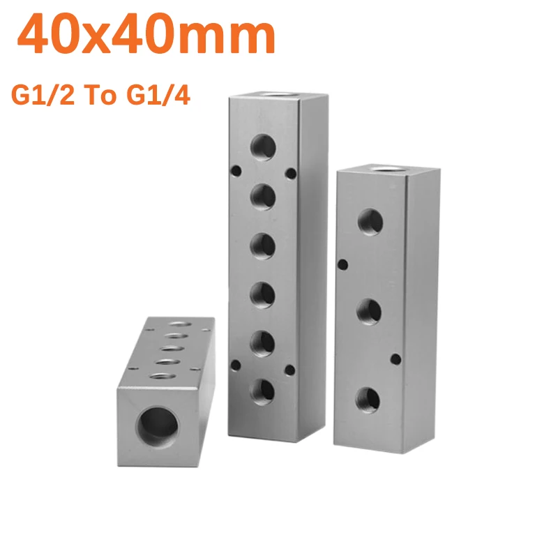 40x40 G1/2 to G1/4 Distributor Manifold Thickened Split Teeth Exhaust Source Oil Water Distribution Shunt Block Straight-Through
