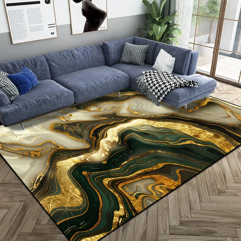 Nordic Luxury Golden Carpets for Living Room Abstract Non-slip Room Decoration Home Floor Mat Bedroom Easy Cleaning Non-slip Rug