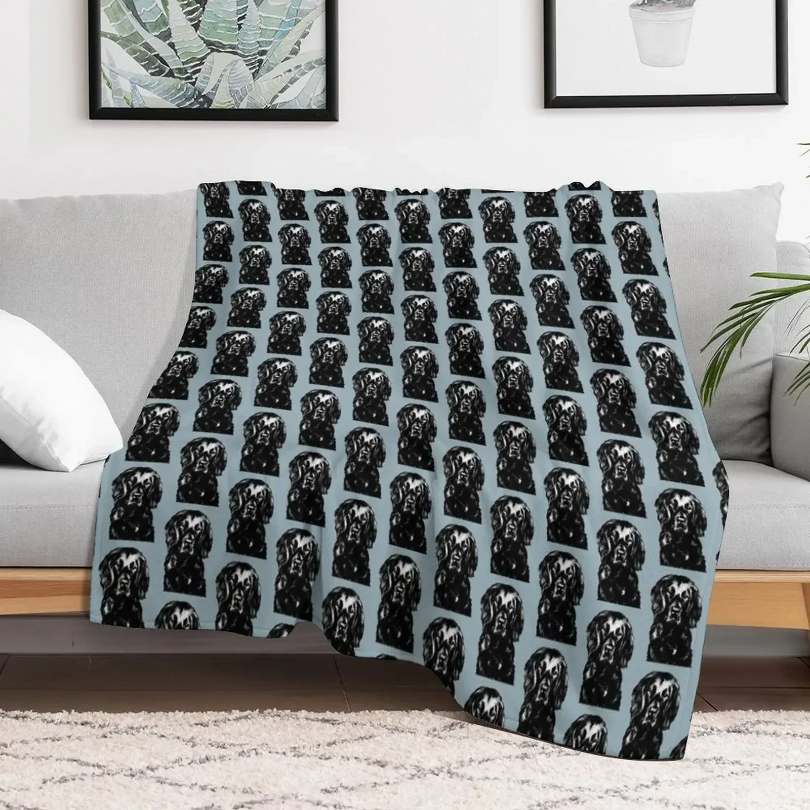 Flat Coated Retriever ~ Black and white Throw Blanket Sofa Throw Soft Beds Warm Blankets