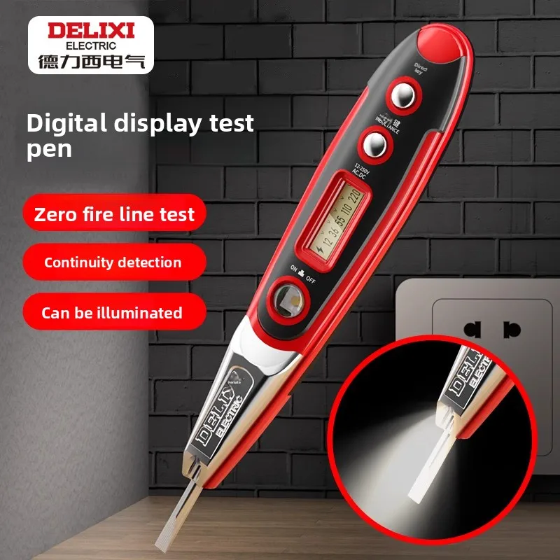 DELIXI 12V-250V Smart Non-Contact Electric Tester Voltage Detector Multifunction Digital Display Screwdriver for Electrician Use
