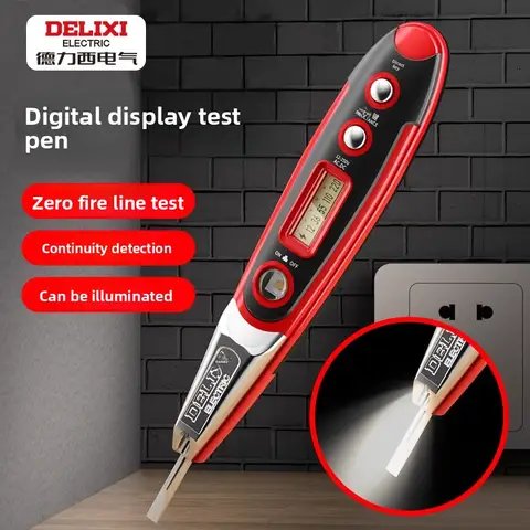 DELIXI 12V-250V Smart Non-Contact Electric Tester Voltage Detector Multifunction Digital Display Screwdriver for Electrician Use