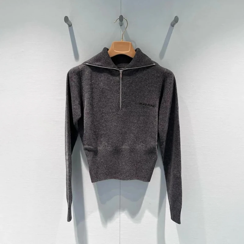 

High-End Women's ey Long-Sve Knitted irt Casual Versatile Slimming Autumn Faion Commute Sle Regular Fit Knitwear