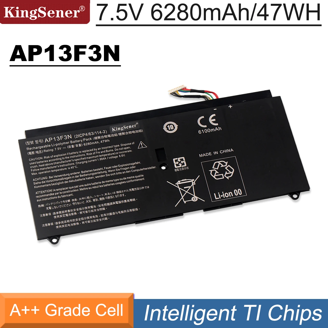 KingSener AP13F3N 2ICP4/63/114-2 Laptop Battery For Aspire S7-392 S7-392-9890 S7-391-6822 Ultrabook 7.5V 6280mAh