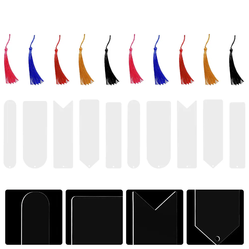 10 個タッセルブックマークアクリルブックマーク装飾ページマーカー Diy タグ学校オフィスホームライブラリ使用ストリングブックマークセット