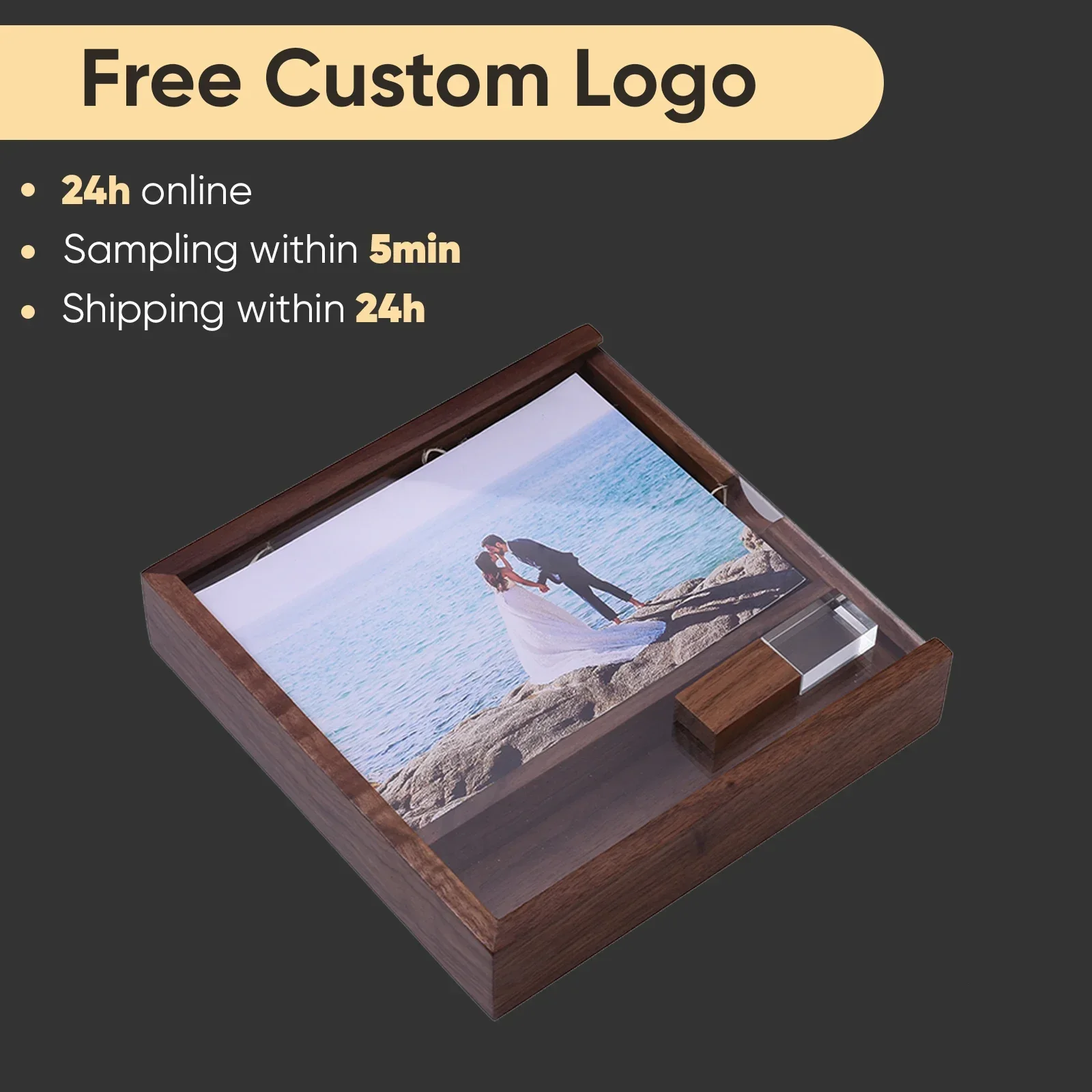 Album Box USB Flash Drive Free Custom Logo Pen Drive Transparent Cover Memory Stick Color Printing Pendrive 128GB 64GB 32GB 16GB