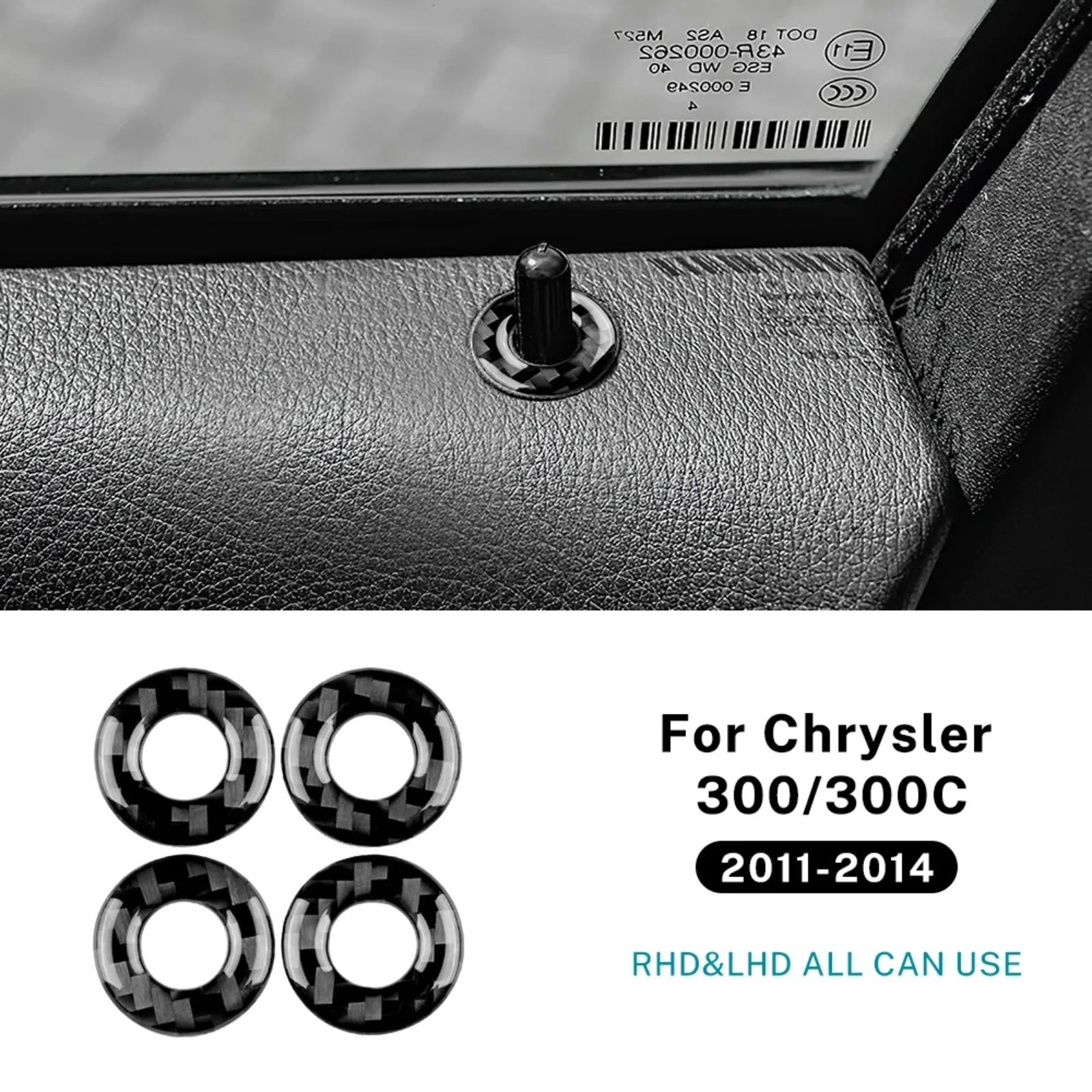 For Chrysler 300 2011 2012 2013 2014 Carbon Fiber Door Lock Pin Surround Trim Anti Scratch Interior Decor Mod Car Accessories