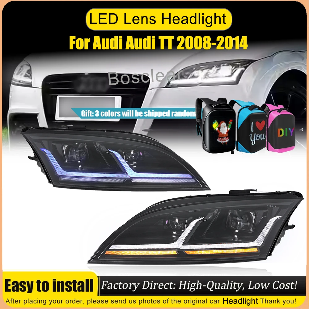 

Car Styling 2PCS Head Lamp for Audi TT Headlights 2006-2012 TT Headlight LED DRL Signal Lamp Hid Bi Xenon Automotive Accessories