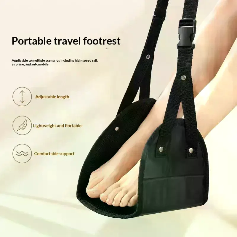 1 Pc Portable Airplane Footrest with Adjustable Strap Hammock Leg Rest Travel Accessories for Flight Office & Home Relaxation