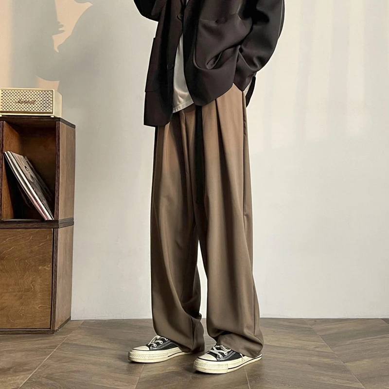 

Мужские повседневные брюки свободного кроя с широкими штанинами в корейском стиле, модные, универсальные, для уличной моды, длинные, свободные брюки-костюм