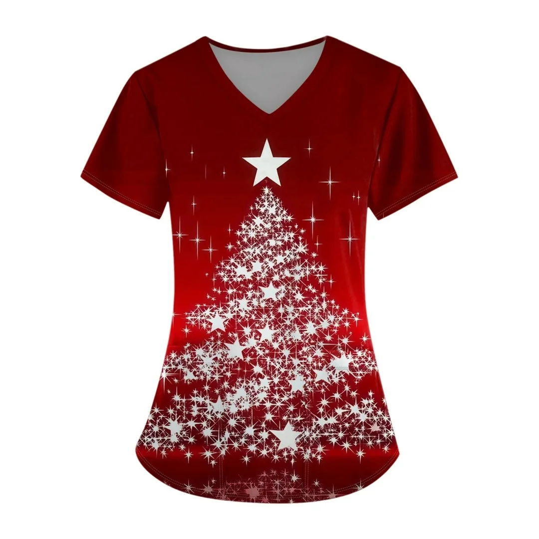 Feliz natal uniforme clínico feminino impressão farmácia workwear enfermeira uniforme hospital médico cirurgia dentária oral esfrega roupas