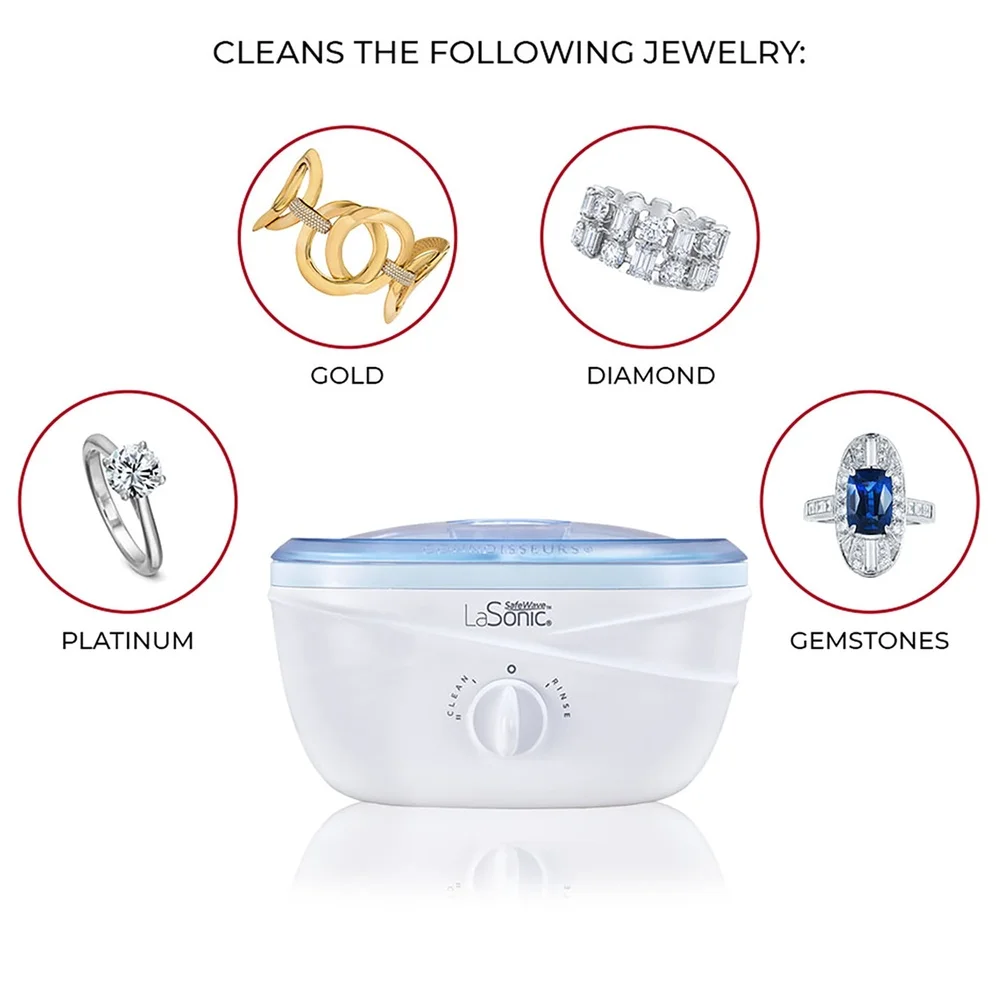 Professional Sonic Jewelry Cleaner Machine Dual Tanks Efficient Cleaning Gold Platinum Diamonds Gemstones Easy View Lid