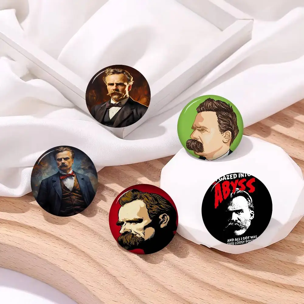 Friedrich Nietzsche Anime Button Pin Handmade Brooch for Clothes Cartoon Badge Backpack Decoration Jewelry Accessories