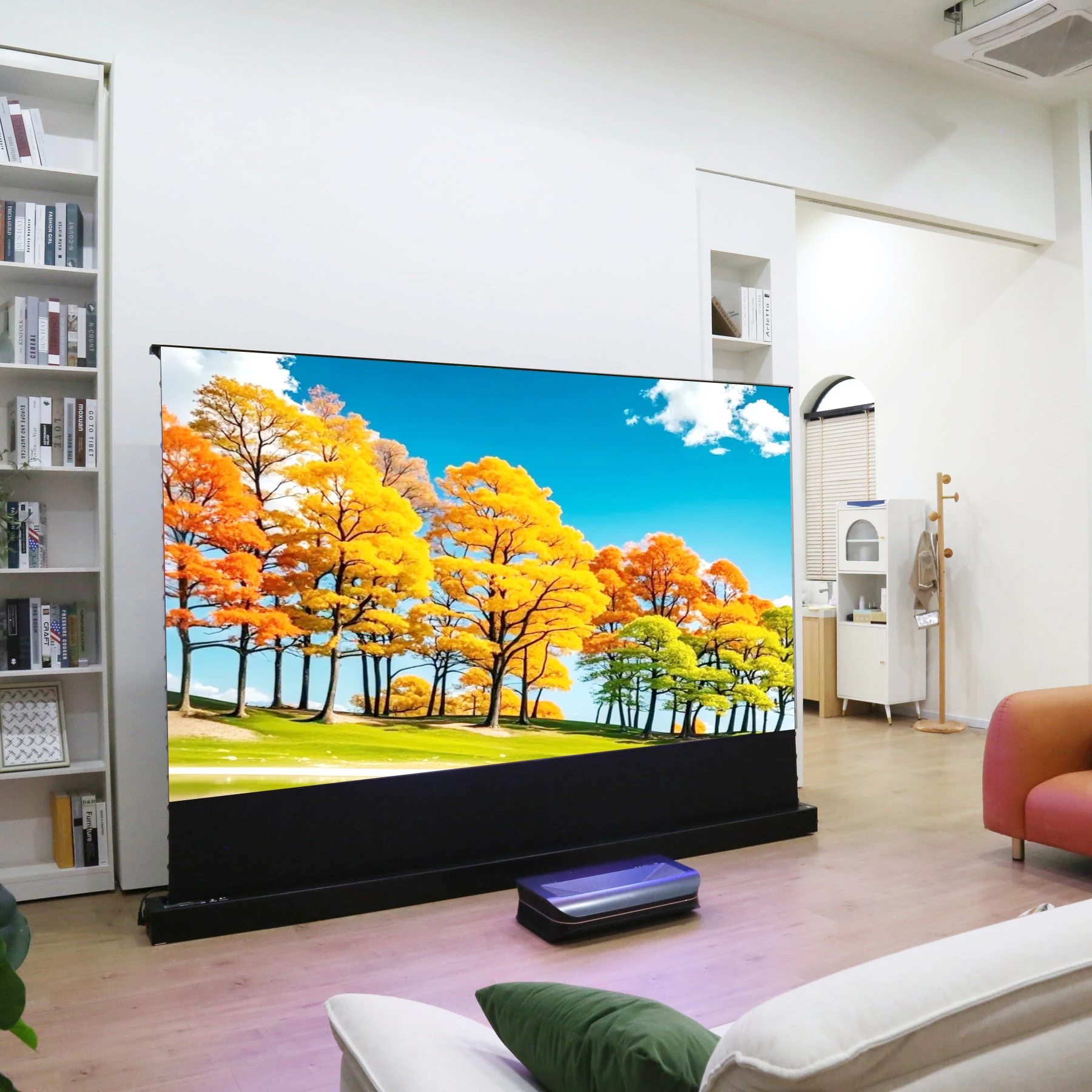 최고의 전동 바닥 상승 프로젝터 스크린 - AWOL LTV 3500 PRO 프로젝터용 100'' 120인치 16:9 4K ALR UST 디스플레이