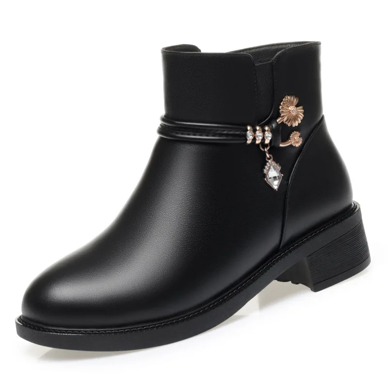

Women's Winter Thiened ort Boots Woolen Soft Bot Flat Bot Cotton oes Leather oes Spring Autumn Winter Season