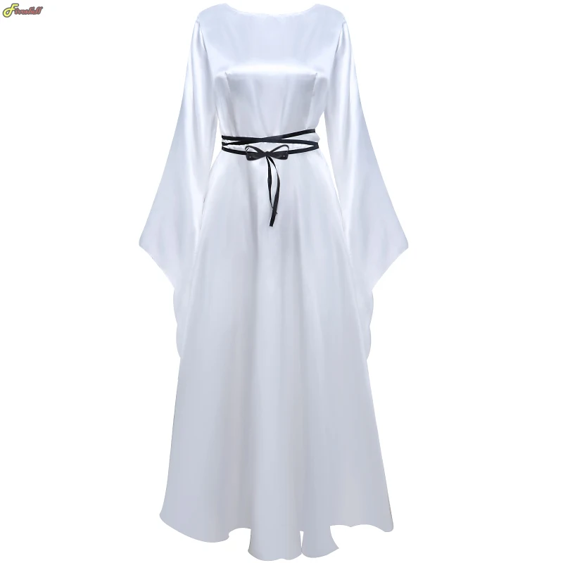 Women Renaissance Medieval Dress Victorian Dress Long Sleeves White Vintage Cosplay Costume Dresses Queen Dress Plus Size XXL