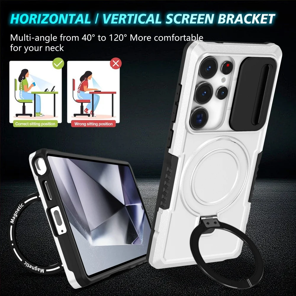 Armor Slide Camera Protector Magnetic Case For Samsung S26 S25 Ultra S24 FE S25 Edge S26 S23 Plus For Magsafe Brackets Funda - view 6