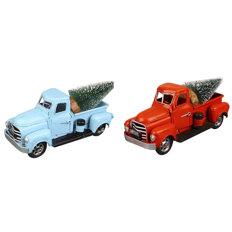 Handcrafted Red Metal Truck Car Model Christmas Tree Decor For Christmas Decoration Red