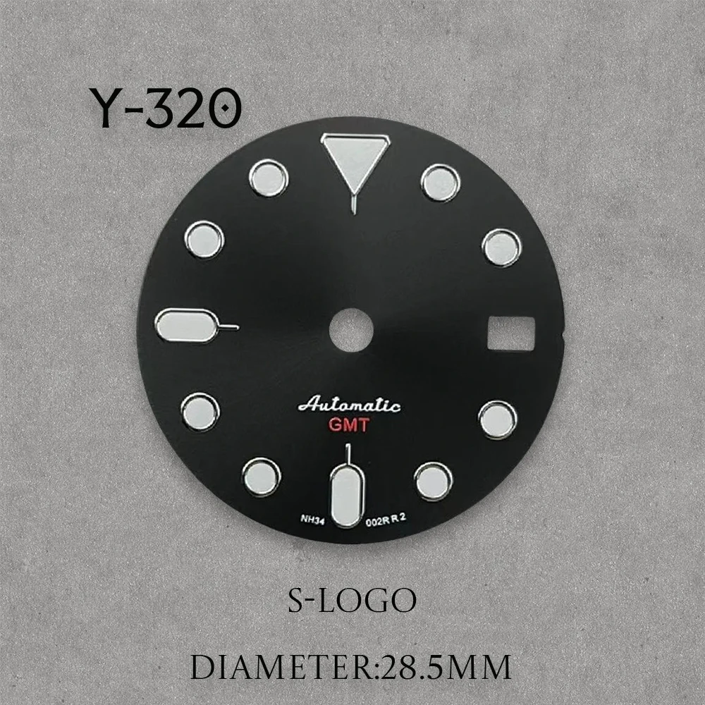 New S Logo 28.5mm NH35/NH36 Dial Green Luminous Mechanical Watch,Watch Accessories Modified Gmt Diving Dial