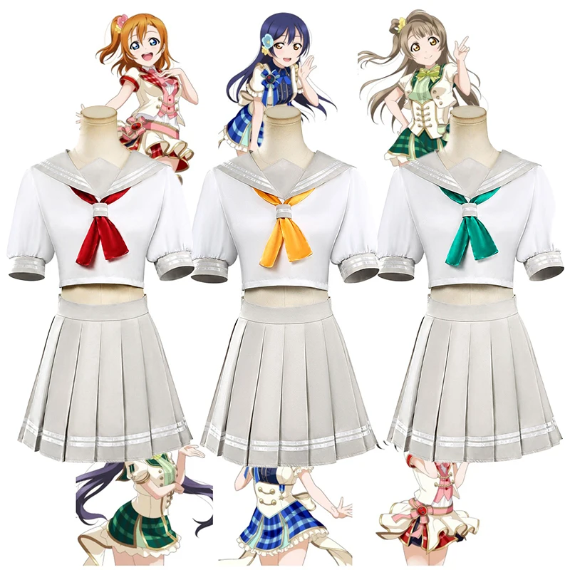 Love Live! Sonnenschein!! Aqours Club Uniform Cosplay Kostüm 2D Japanisches Anime-Spiel Outfit für Halloween Karneval Bühnenparty