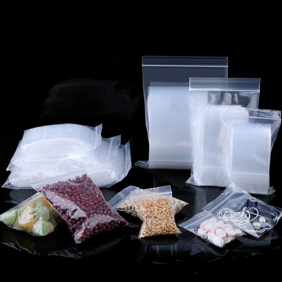 Ziplock Plastic Bags Transparent Reusable Zipper Clear Packaging Zip Lock Poly for Storage Pouch