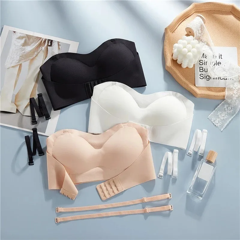 여성 Strapless 브래지어 원활한 튜브 탑 통기성 무선 웨딩 브래지어는 브래지어를 밀어 섹시한 여성 란제리 보이지 않는