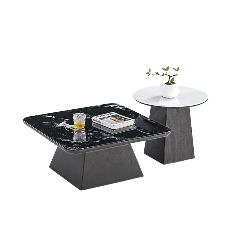 # Scandinavian Style Modern Hotel Coffee Table Black Ceramic Tiles With Wood Legs Easy To Clean Storage Living Room Furniture