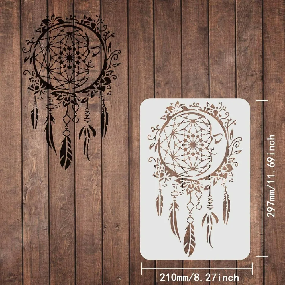 Moon Dreamcatchers Drawing Painting Stencils Templates 11.6x8.3inch Plastic Stencils Decoration Rectangle Stencils for Painting