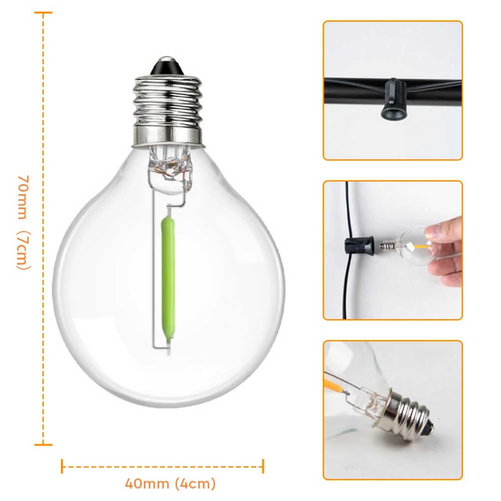 7.6m 10m 15m 20m RGB Warm White LED String Light AC 110V 220V  Retro Edison Globe E12 G40 Bulbs IP44 Fairy Garland for Christmas