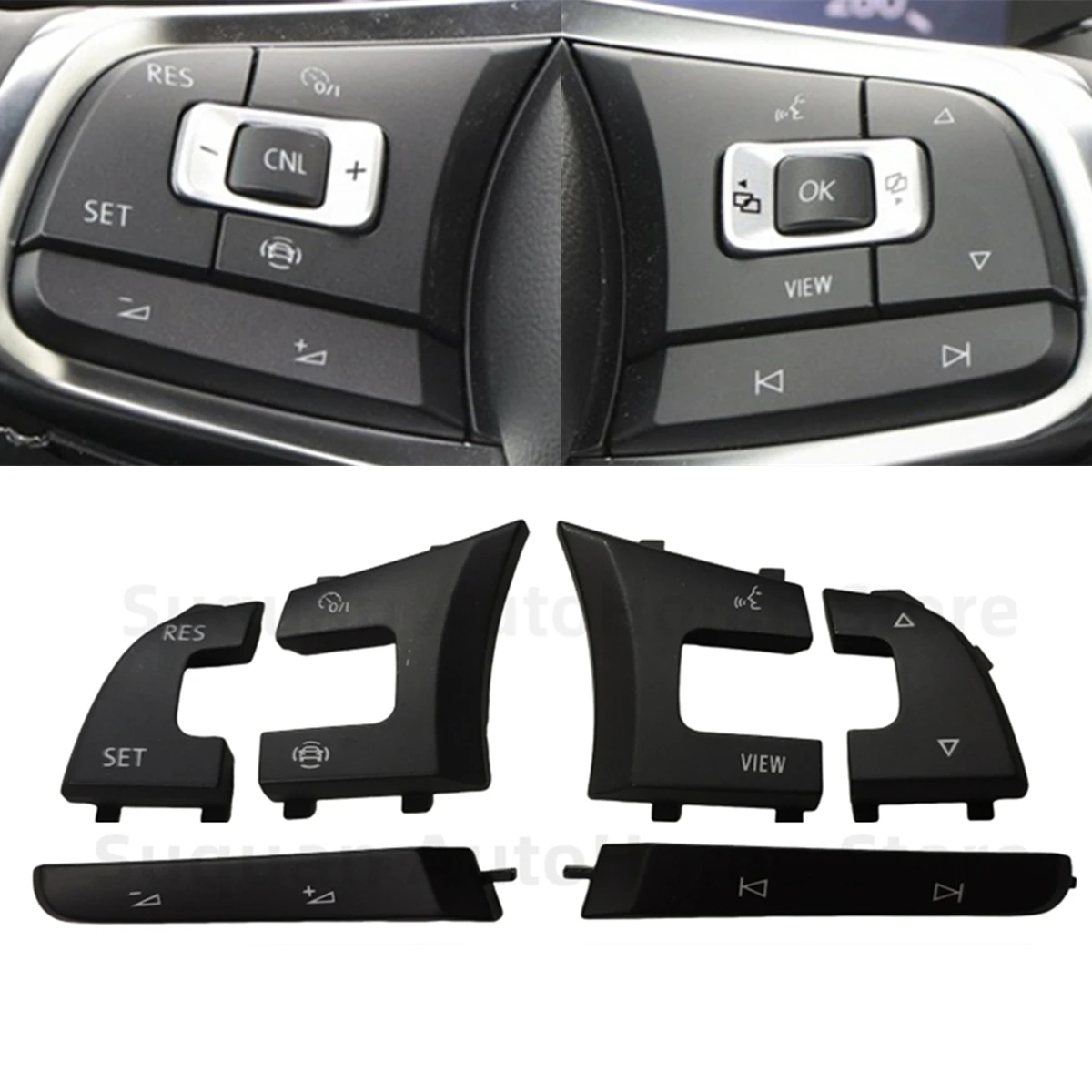 

For VW Golf 7 7.5 MK7 Jetta Tiguan Arteon R-Line 5G0959442AE 5G0959442AD 5G0959442N 1pc Multifunction Steering Wheel Button Cap