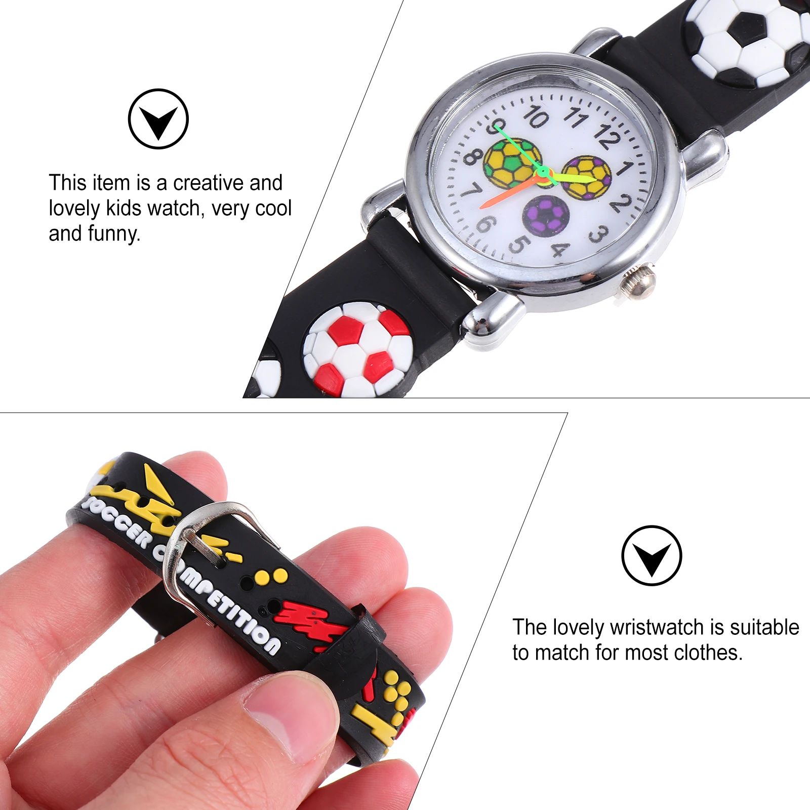 

Kids Watch Football Pattern Cartoon Wristwatch for Boys Girls Sports Durable Plastic Material Children Timepiece Gifts