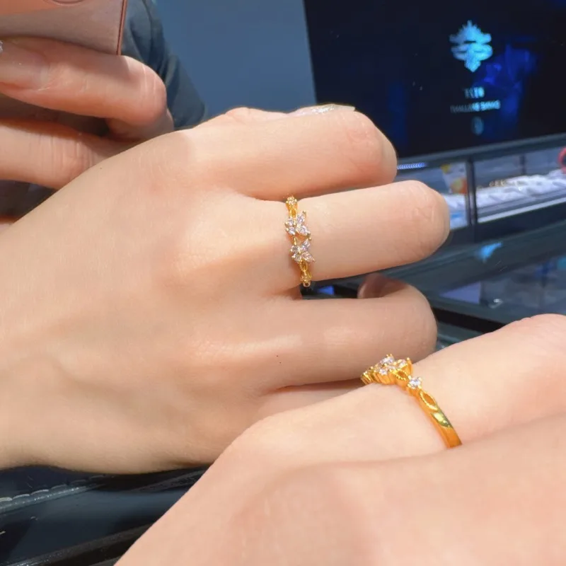 2025 الربيع والصيف موري الخفيفة الفاخرة حلقة المتخصصة تصميم مفتوح السبابة البنصر المجمدة الوردي فراشة الدائري فراشة فتاة