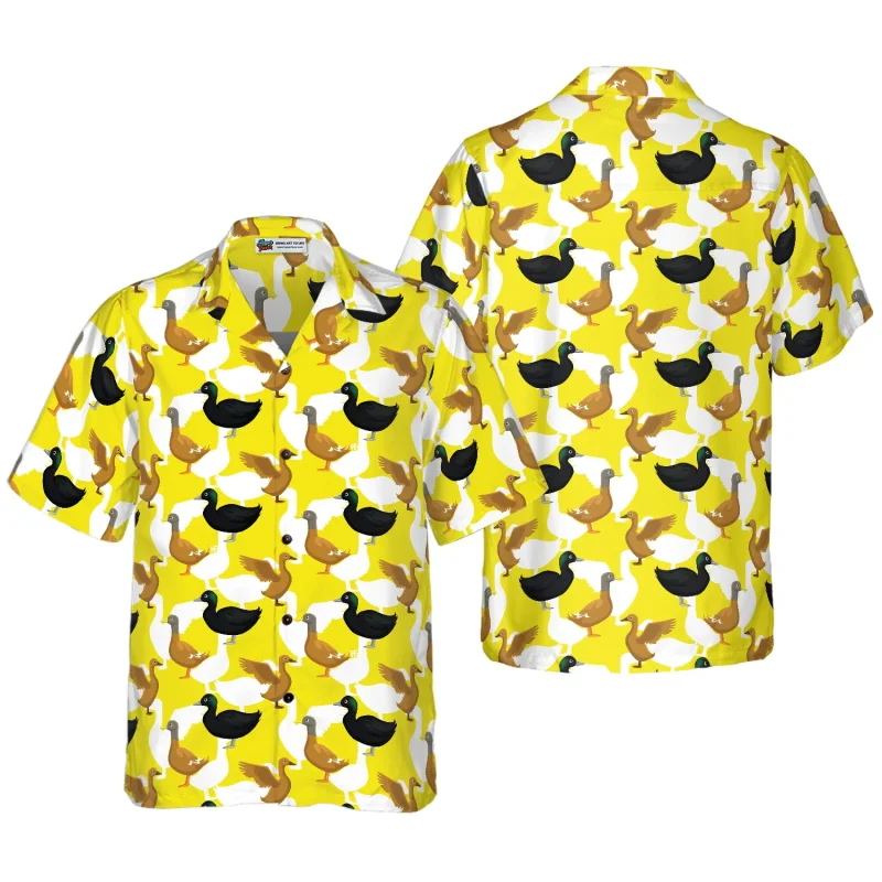 

Full Print Yellow Duck Hawaiian Shirt For Men Casual Short Sleeve Lapel Collar Beach Shirt Clothes Men's Oversized Surfing Shirt