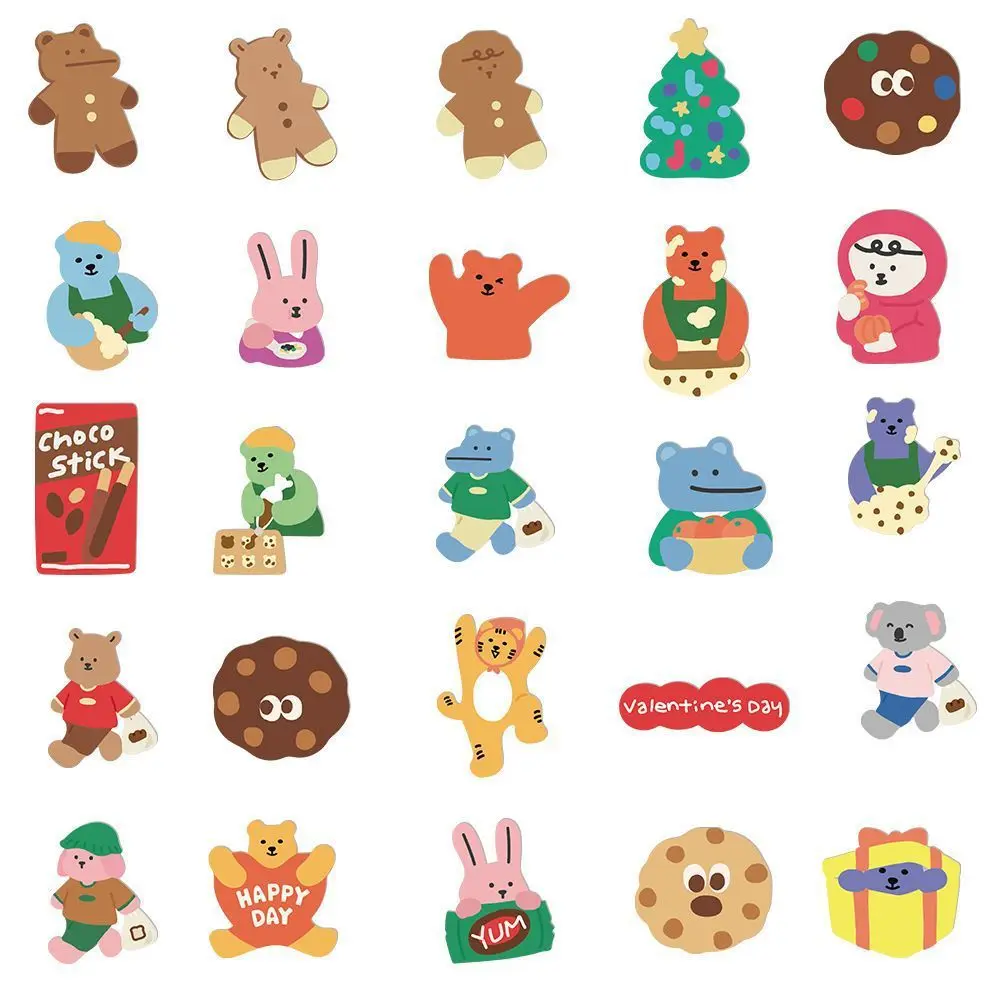 100PCS Cute Korean Rabbit Bear Stickers DIY Kids Toys Decals for Loptop Notebook Skateboard Phone Waterproof Kawaii Sticker