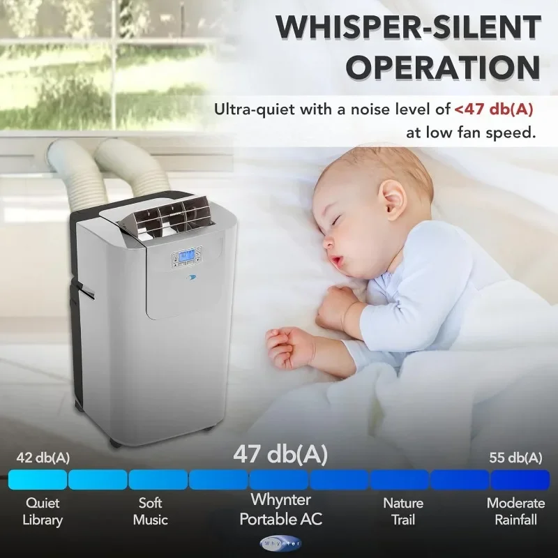 Whynter Portable Air Conditioner 12,000 BTU with Dual Hose Dehumidifier & Cooling Fan for 400 Sq Ft Rooms