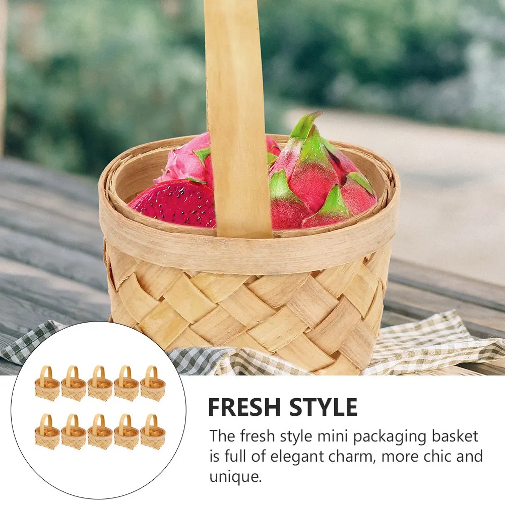 

10Pcs Handmade Wooden Baskets Elegant Mini Storage Basket for Gifts Weddings Parties Showers Landscaping Decor