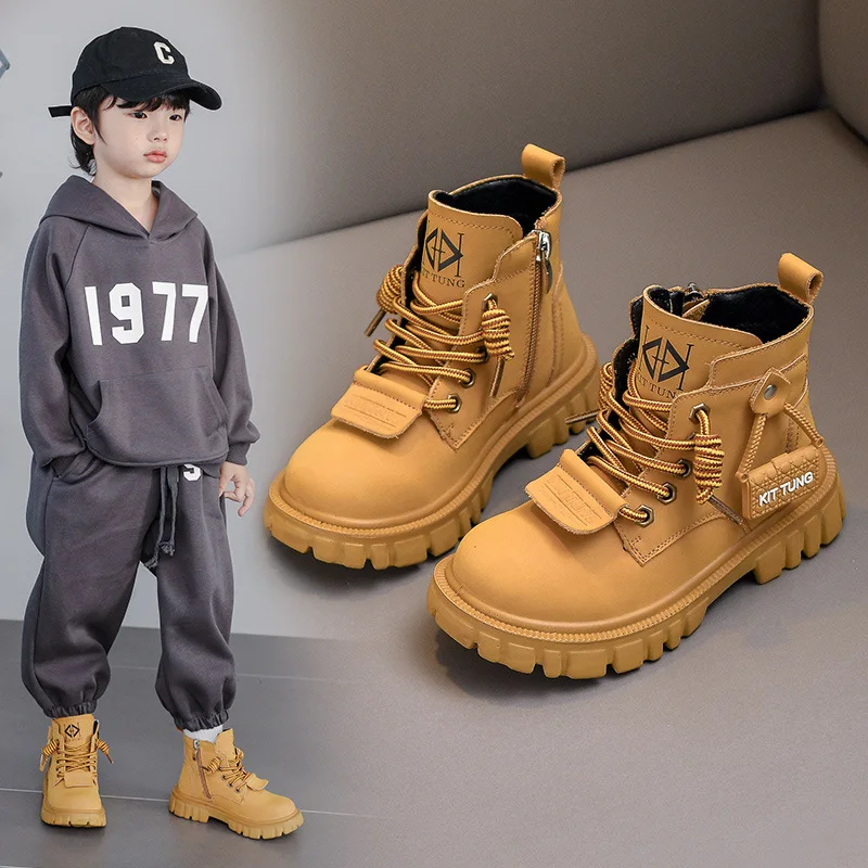

2025 New Style Boys' Boots Kids Fashion British Style Ankle Boots Children's Shoes Child Boot