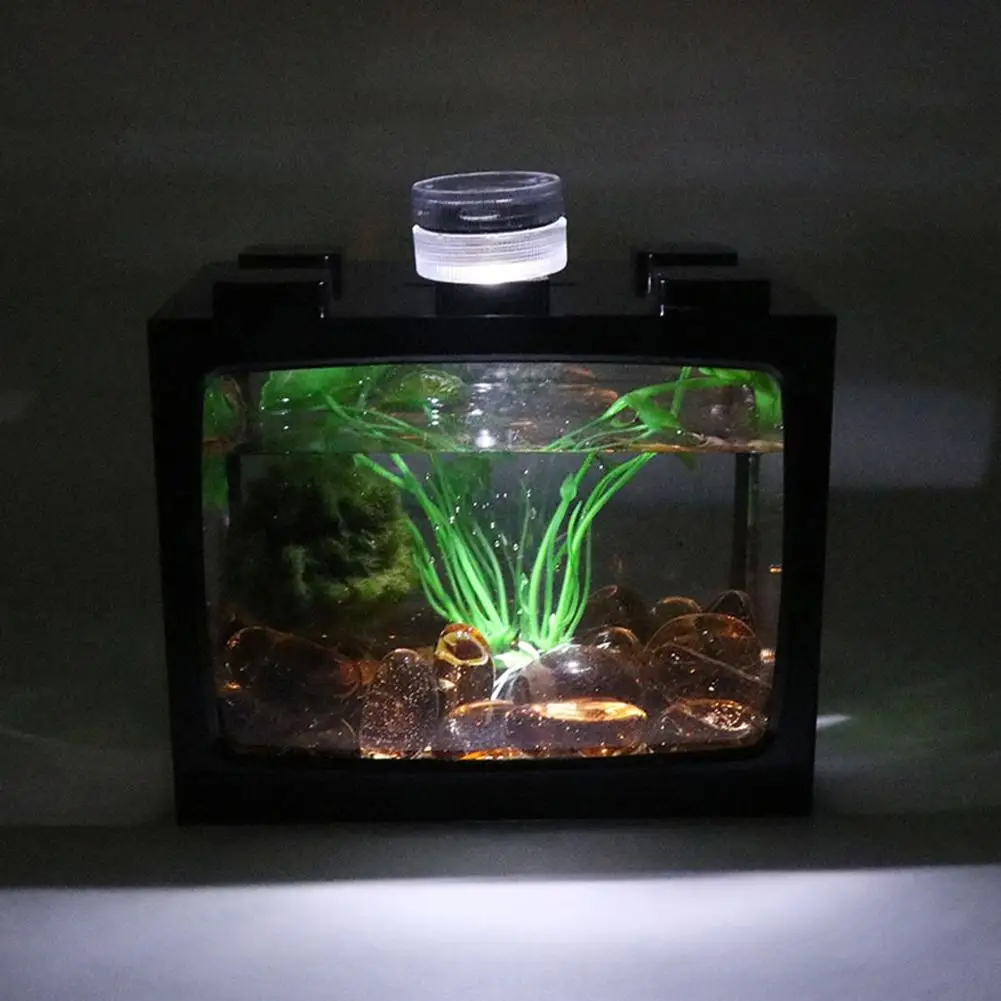 Transparent Mini Fish Tank Creative Stackable Design With Led White Light For Fish Turtles Acrylic Ecological Aquarium Tank