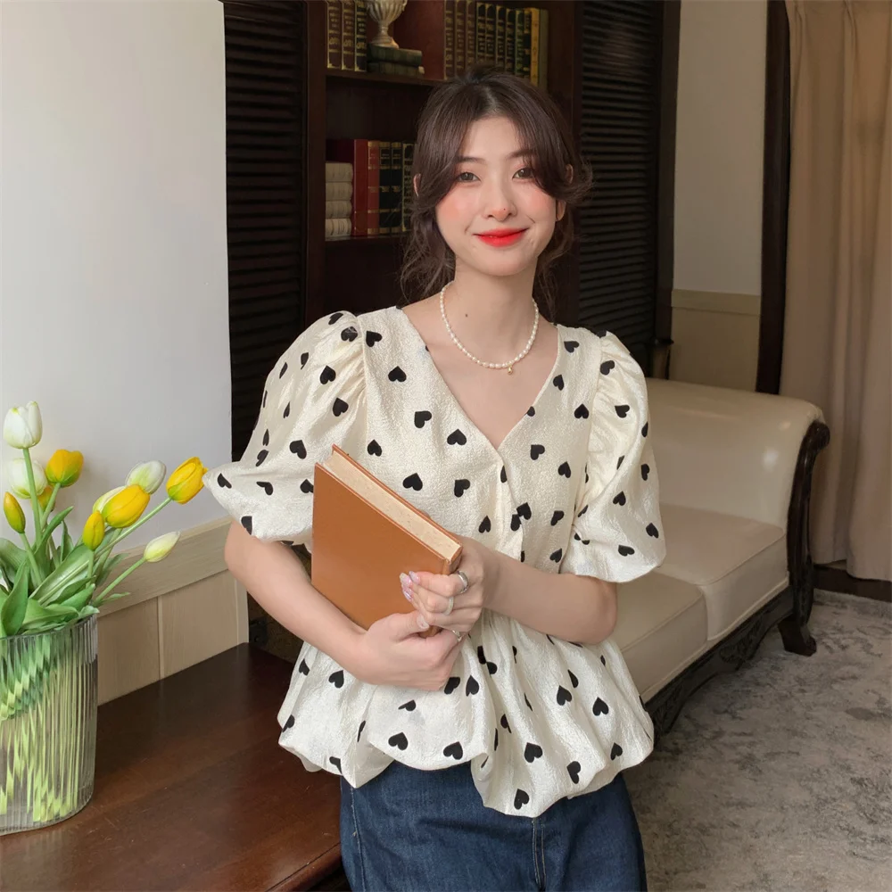 Camicie a maniche corte da donna Ins Style Mesh Splicing Pintuck Tunica corta Trendy Artistico Studente urbano Blogger Estate giovanile