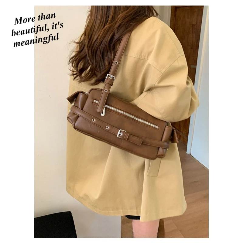 

Корейская нишевая мода 2025 года, повседневная милая и крутая сумка через плечо, сумка через плечо под мышками, мотосумка на плечо