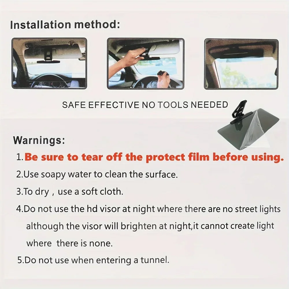 Auto-Sonnenblende HD Anti-Sonnenglanz-Brille Tag- und Nachtsicht Fahrspiegel UV-Klappspiegel für klare Sicht im Innenraum – Detail 4