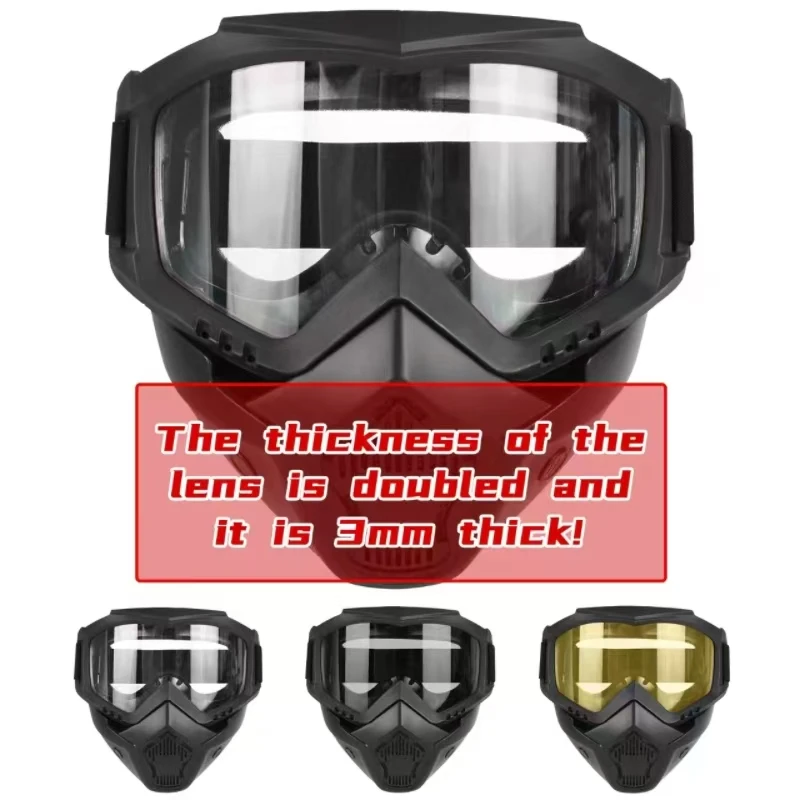 zlangsports Goggles Mask Anti-UV Detachable  Ski Mask Motorcycle HD Motocross Glasses Retro Riding Masks