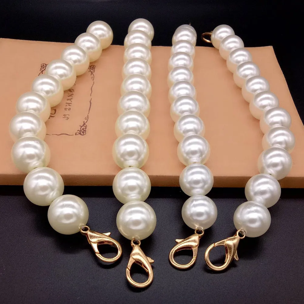 

Imitation Pearls Handbag Handle Durable Button Beige Golden Perfect Replacement for DIY Purse Making